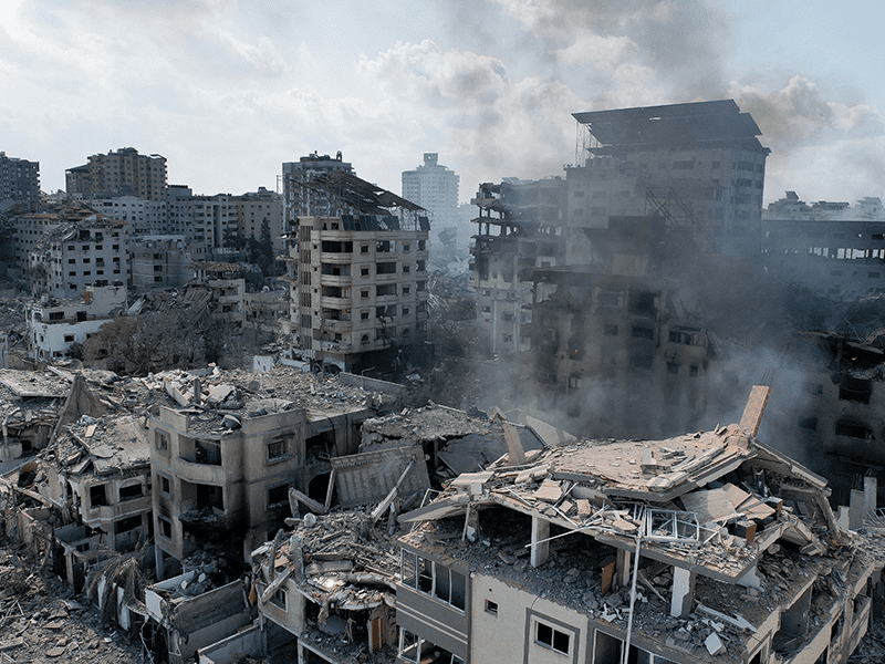 空爆で破壊されたガザの家屋