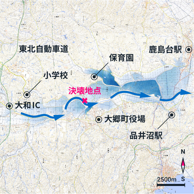吉田川浸水地域