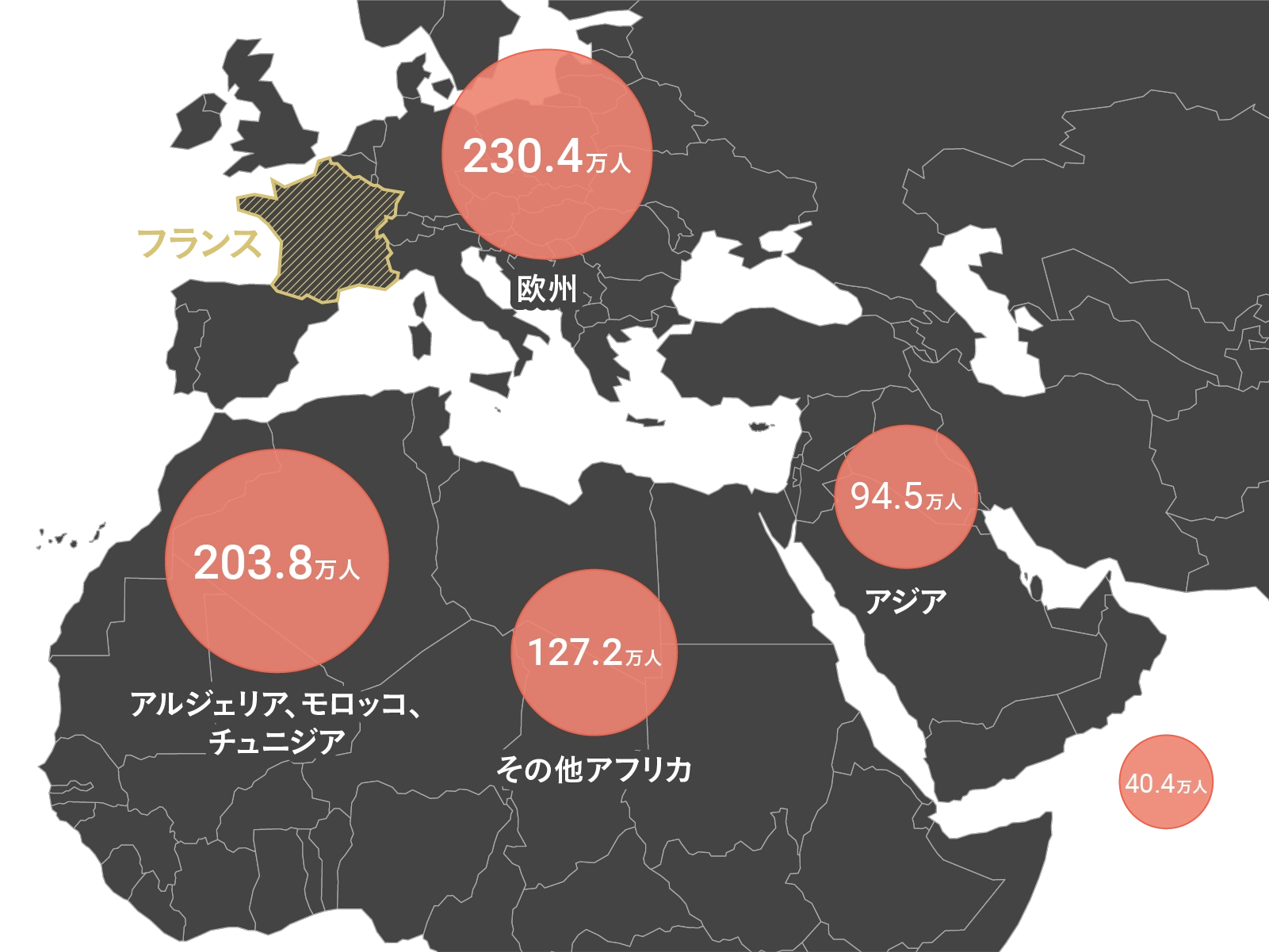 フランスに住む移民の出身国・地域